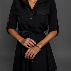 Černé lehké šaty FOGGY s knoflíky