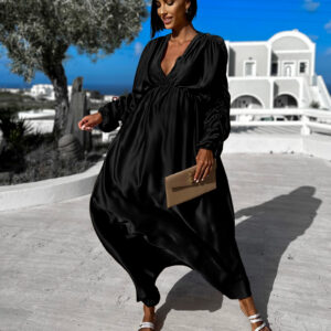 Černé nabírané šaty FAVIE Velikost: ONESIZE