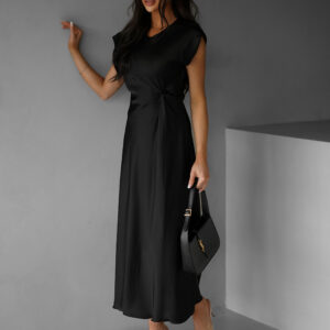 Černé saténové midi šaty SIMONO Velikost: ONESIZE