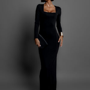 Černé šaty JERS s dlouhým rukávem Velikost: M/L