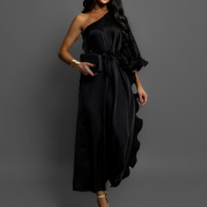 Černé volánkové šaty DORRY přes jedno rameno Velikost: ONESIZE