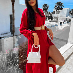 Červené dlouhé košilové šaty NESSY Velikost: ONESIZE