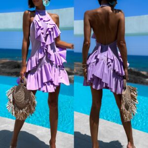 Fialové elegantní šaty EDWINS s volánky Velikost: S