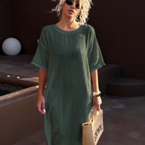 Khaki mušelínové dlouhé maxi šaty SPEEDY Velikost: ONESIZE