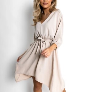 Krémové basic lehké šaty MULLBERY s výstřihem Velikost: ONESIZE