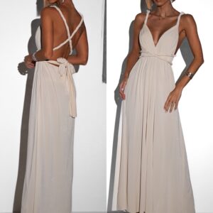 Krémové elegantní šaty BEATRICE s vázáním Velikost: ONESIZE