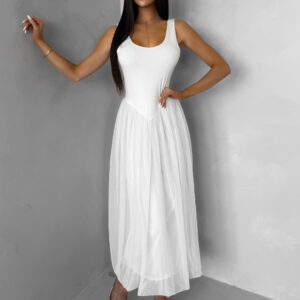 Krémové tvarující šaty KRYLON s šifonovou sukní Velikost: M/L