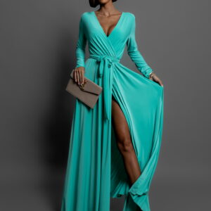 Mentolové dlouhé elegantní šaty JOELLIAN Velikost: ONESIZE