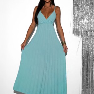 Mentolové šaty SUNLOVE s plisovanou sukní Velikost: ONESIZE