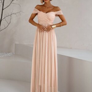 Pudrové tylové společenské šaty BOSCO Velikost: ONESIZE