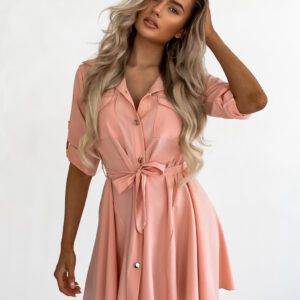 Růžové lehké šaty FOGGY s knoflíky