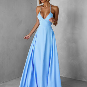 Světle modré dlouhé elegantní šaty DAMIANO Velikost: ONESIZE