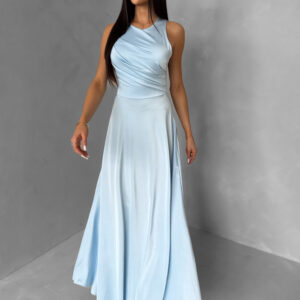 Světle modré společenské jednoduché dlouhé šaty TEMIRA Velikost: ONESIZE