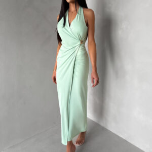 Světle zelené dlouhé elegantní šaty KALIXA Velikost: ONESIZE