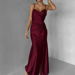 Vínové společenské dlouhé šaty ALVEA Velikost: ONESIZE