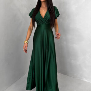 Zelené společenské jednoduché dlouhé šaty JUNADIE Velikost: ONESIZE