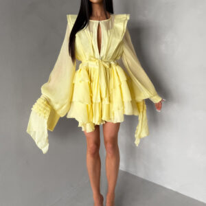 Žluté elegantní koktejlové šaty DIVINE Velikost: ONESIZE