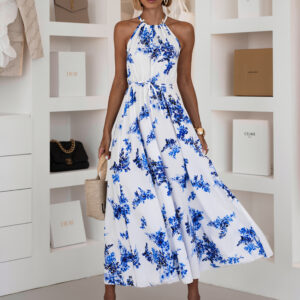 Bílo-modré dlouhé letní šaty NYTRAY Velikost: ONESIZE