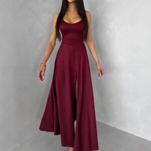 Bordó saténové vypasované šaty SIMUEL se šněrováním Velikost: ONESIZE