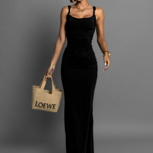 Černé dlouhé tvarující večerní šaty COMNORY Velikost: L