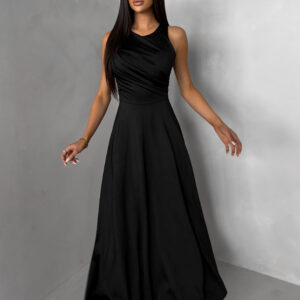 Černé společenské jednoduché dlouhé šaty TEMIRA Velikost: ONESIZE