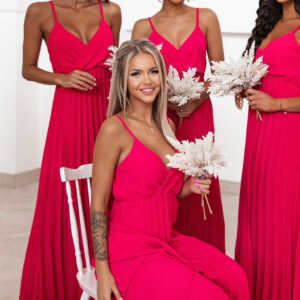 Fuchsiové šaty SUNSHINE s plisovanou sukní Velikost: ONESIZE