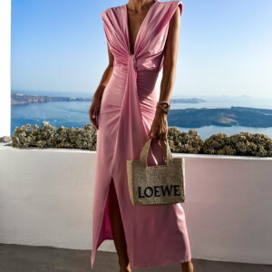 Růžové elegantní dlouhé šaty DERSA s výstřihem Velikost: ONESIZE