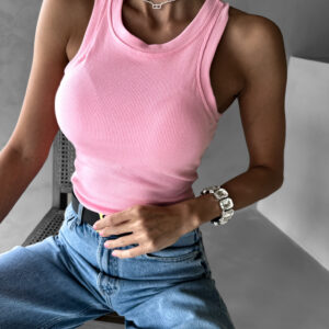 Růžové žebrované tílko MOMMO Velikost: M/L