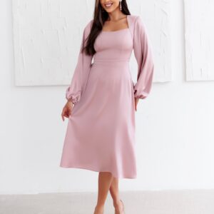 Starorůžové elegantní společenské midi šaty NORALYN Velikost: XXXL