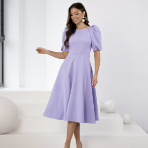 Světle fialové elegantní midi šaty VELIRA Velikost: XL