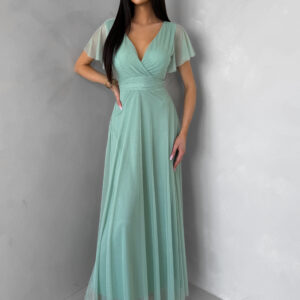 Světle zelené šifonové dlouhé vázací šaty VIONELA Velikost: ONESIZE