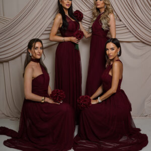 Vínové variabilní společenské tylové plesové šaty OBSIYA pro družičky Velikost: ONESIZE