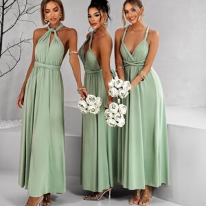 Zelenkavé zavazovací variabilní šaty BEATRICE pro družičky Velikost: ONESIZE