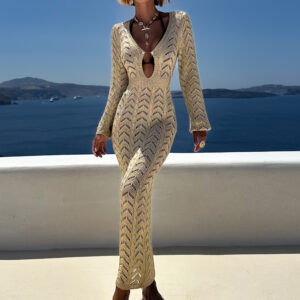 Zlaté letní dlouhé šaty MEGGIE s odhalenými zády Velikost: ONESIZE