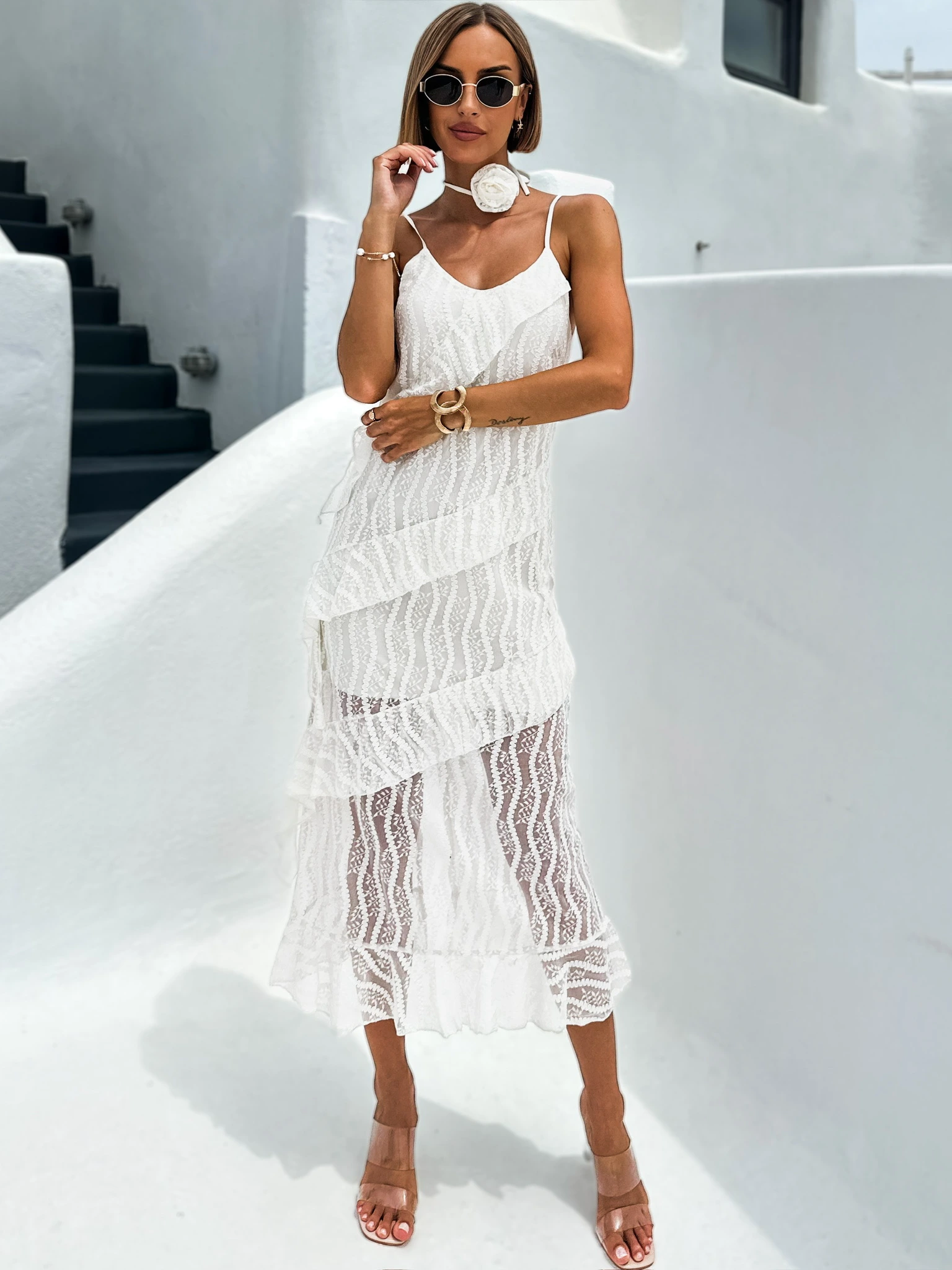 Krémové boho šaty JEXIM na ramínka Velikost: ONESIZE