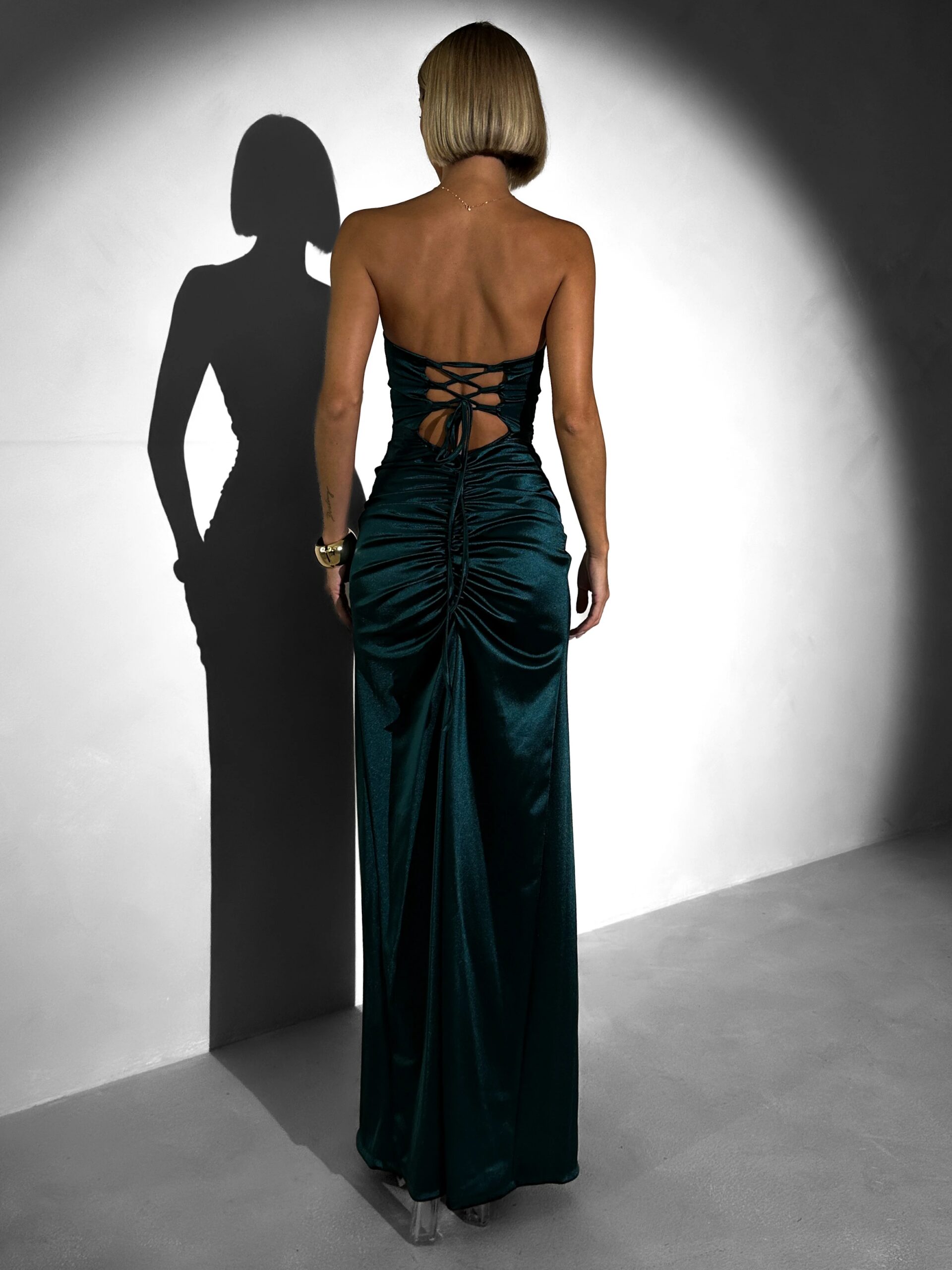 Smaragdové společenské dlouhé korzetové šaty KARLOT Velikost: ONESIZE - Obrázek 2